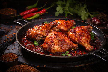 chicken with sweet and spicy background