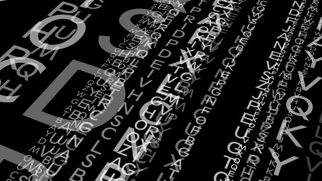 Abstract dynamic composition of changing letters on a stylish typographic background. The art of disorder creative chaos in typography texture and abstract design