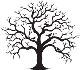 Naked tree silhouette vector Hand drawn isolated illustrations on white background 