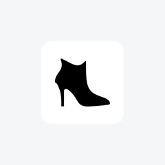 Black Kitten Heel Bootie Women's Shoes and footwear lineIcon set isolated on white background line  vector illustration Pixel perfect
