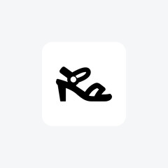 Black Platform Sandal womens Shoes and footwear line Icon set isolated on white background line vector illustration Pixel perfect

