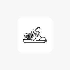 Orange mesh snaeakers  Women's Shoes and footwear line Icon set isolated on white background  vector illustration Pixel perfect