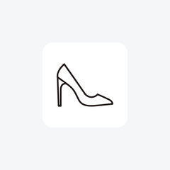 Grey heels Women's Shoes and footwear line icon set isolated on white background vector illustration Pixel perfect