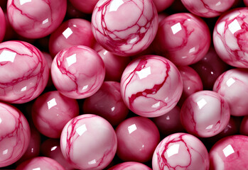 Pink marble background. Pink marble balls background. Generative AI