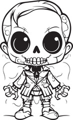 Cartoon skeleton miniature character vector Halloween element silhouette isolated on white background skeleton icon 