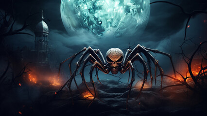 scary spider monster illustration - obrazy, fototapety, plakaty