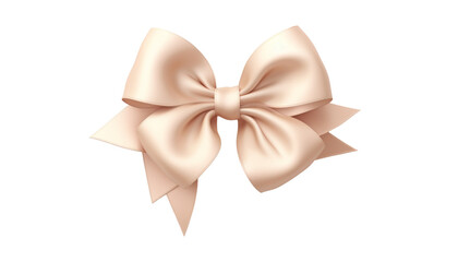 cream white bow isolated on transparent background cutout