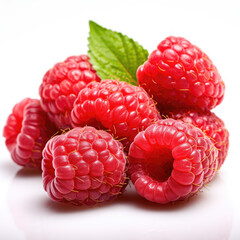 Fresh Raspberries on a white background, Generative AI