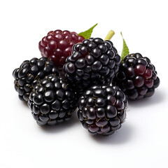 Fresh Blackberries on a white background, Generative AI
