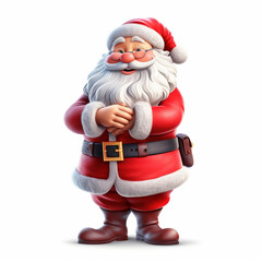 Happy smiling Santa Claus isolated on the white background.3D illustration for Christmas design.