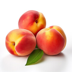 Peaches on a white background, Generative AI