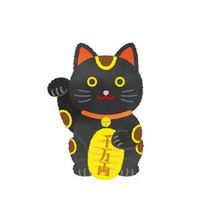 黒い招き猫のイラスト