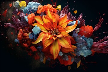 An organic floral essence captured in a vibrant image. Generative AI