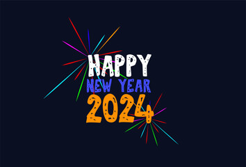 Happy New Year 2024 Greeting Poster, Translation "Happy New Year 2024"
