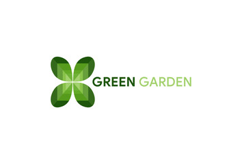 Green garden leaf logo and icon Vector design Template.