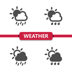 Weather Icons - Cloud, Sun, Day, Rain, Raining Vector Icon