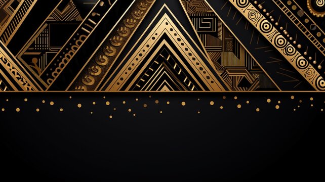 Afrocentric black background with gold patterns Ai generated art