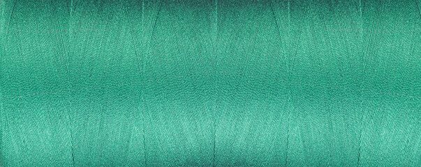 texture of thread for a sewing machine green color on a white background