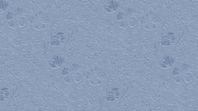 textured blue background with subtle embossed floral pattern