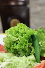 A close up of a salad
