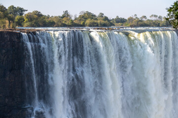 Closeup of the Victoria falls, on the Zimbabwe Zambia Border.