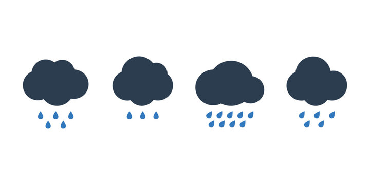 Rain icon. Cloud with rain icon vector. Rain vector icon on white background