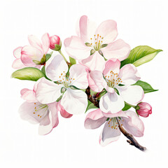 Watercolor Apple blossom isolated on white background
