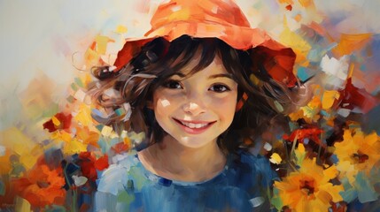 trending impressionist style oil painting. Playful portrait with whimsical brushwork