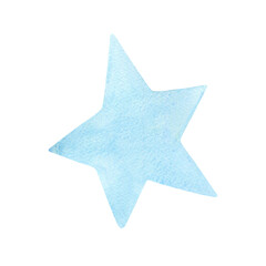 Set of watercolor illustrations. Set of yellow and blue stars in children's style. Elements for designs, stickers, greeting cards, patterns