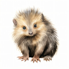 Watercolor Baby Porcupine isolated on white background
