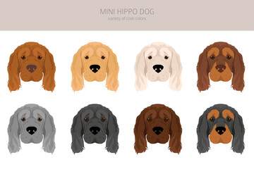 Mini Hippo clipart. Shar Pei - Cocker Spaniel mix. Different coat colors se