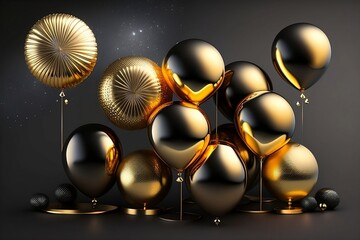 golden disco balloons