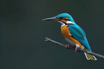 The common kingfisher (Alcedo atthis) wetlands birds' colored feathers from different birds that live in ponds
