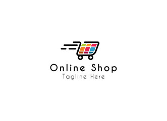 Minimalist and simple online shopping logo icons design. Online shop logo