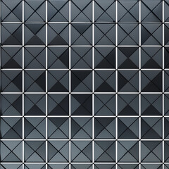 Polished, Semigloss Wall background with tiles. Triangular, tile Wallpaper with 3D, Black blocks. 3D Render- AI Generative