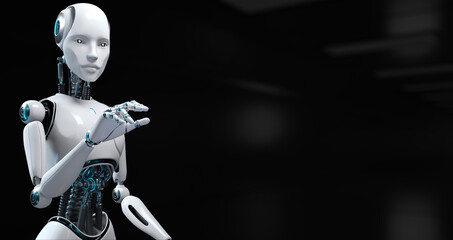 Robot Cyborg 3d render. AI artificial intelligence machine learning.