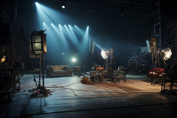 Studio lights backstage scene detailed dark lightings