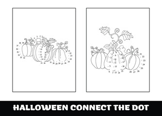 Halloween education numbers game, dot to dot for children. Traced by numbers, Connect dots for numbers.