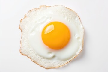 One fried egg isolated on white background, top view