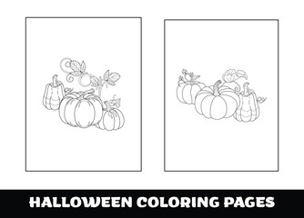 Halloween pumpkin coloring pages for kids. Halloween education coloring page for preschool children.