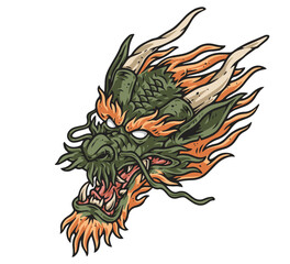 Face oriental monster colorful emblem