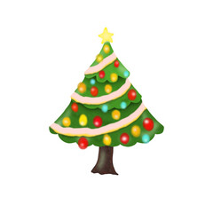 Christmas tree illustration. Transparent elements. Christmas festival pattern. Fire ball.Christmas tree. Cute Christmas tree drawing. Greeting postcard illustration