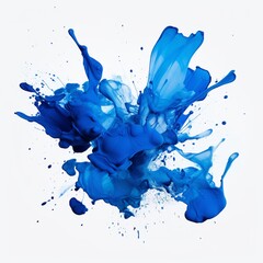Abstract blue smoke explosion on white background. AI generated