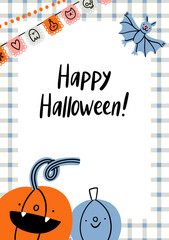 Happy Halloween decorative frame, vector template - 658226131