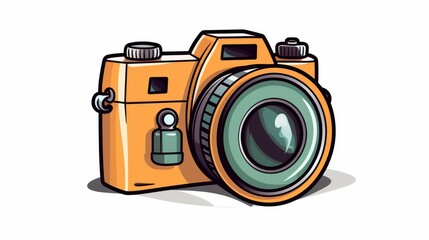 A hand-drawn sketch of a camera icon, resembling a doodle or simple drawing, rendered in vector format.