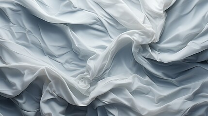 The satin fabric of the white clothing billows in gentle folds, creating a soft, airy feeling of beauty and grace - obrazy, fototapety, plakaty