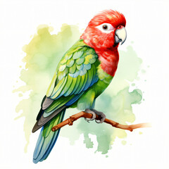 Watercolor parakeet isolated on white background
