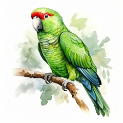 Watercolor Thick-billed parrot isolated on white background
