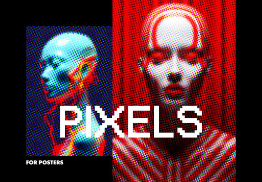 Colorful Pixels Poster Photo Effect WIth Generative AI Preview
