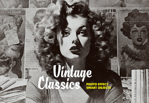 Vintage Classics Photo Effect Mockup With Generative AI Preview